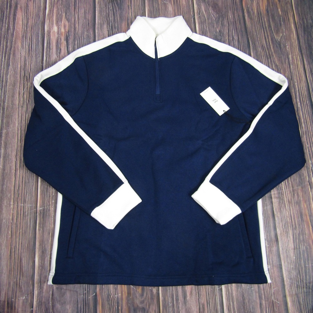 Swet Tailor Pullover Mens XL‎ Navy Blue White Quarter Zip Athletic Track Top